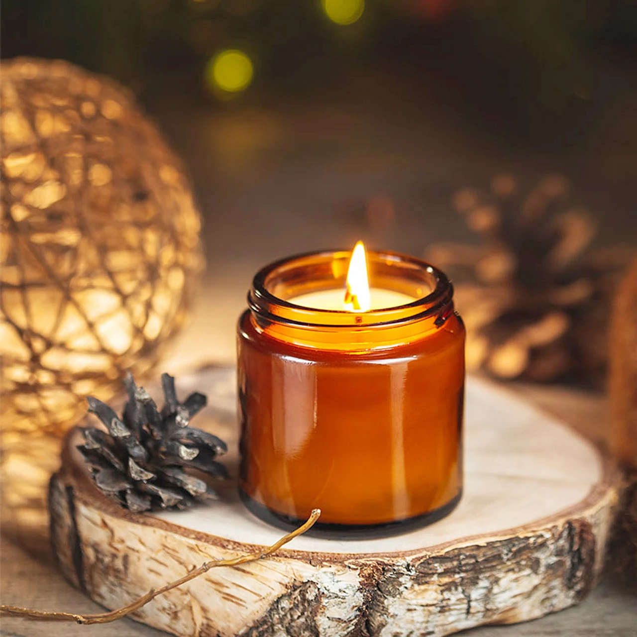 Candle Making Glass Jars - Glazen kaarsenpotjes, 4oz amberkleurige ronde glazen