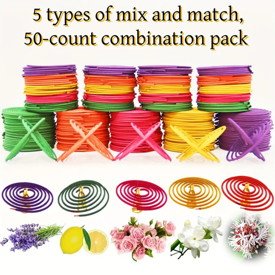 Uv Inhibitor Candle - 50 stuks gemengde geur wierookjes, spiraalvorm,