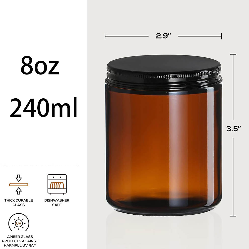 8oz Amber glazen potjes met zw - Candle Making Glass Jars recensie en prijs